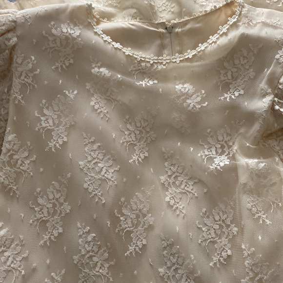 BARBARA CHODOS FOR MICHAEL MARCELLA SIZE 14 BEIGE LACE over BEIGE SATIN LOVELY - Picture 8 of 8